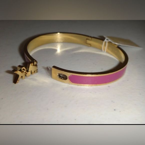 Michael Kors Haute Rose Gold Hot Pink Enamel Bangle Bracelet MKJ7705710 + MK BOX - Picture 8 of 9